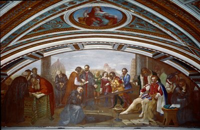 Galileo Galilei dit Galilee (1564-1642), düşme ve yerçekimi ile ilgili yasayı gösterir. Galilee, deneyimi Pisa