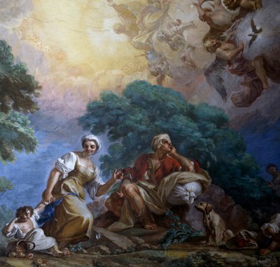 Ziyaret, Giuseppe Bonito (1707-1789), fresk, Portici Kraliyet Sarayı, Campania, İtalya by Giuseppe Bonito