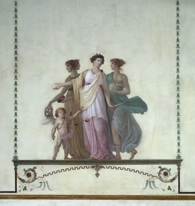 Komedi, adalet ve gerçeğin alegorisi (fresk) by Giuseppe Borsato
