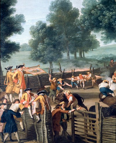 Roma yakınlarında hayvancılık markalaşması. Aristokratların halkı, detay (resim by Giuseppe Bottani