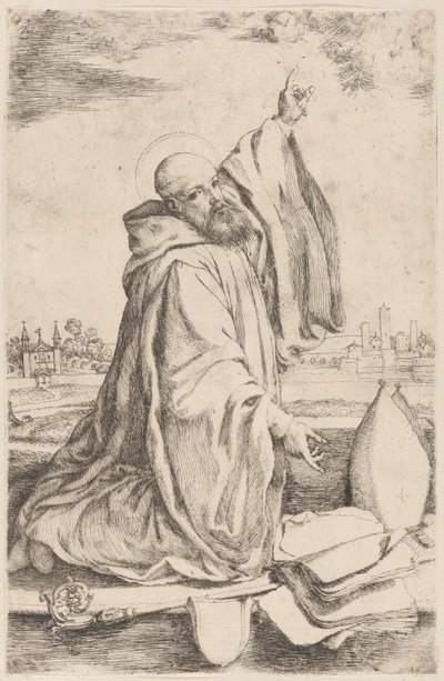 Benediktin tarikatının aziz bir piskoposu..., 1620-30. by Giuseppe Caletti