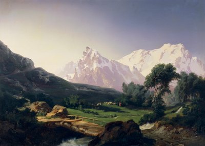 Alp zirveleri, Gressoney Vadisi, Giuseppe Camino (1818-1890) by Giuseppe Camino