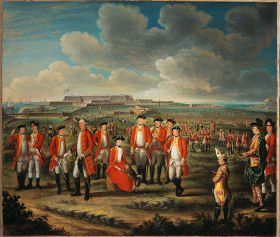 Leydi Louisa Lennox, kocasının Alayı, 25. Ayak Alayı, yanında Lord George Lennox ve Fort St Philip, Port Mahon, arka planda, c.1771 by Giuseppe Chiesa