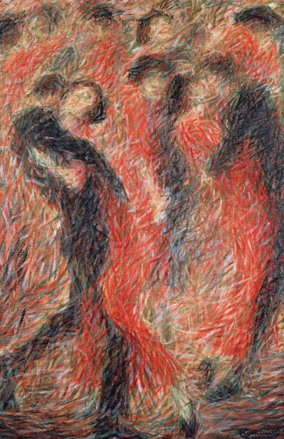 Tango, kırmızı giyinmiş kadın, dans eden çiftin fantezisi by Giuseppe Cominetti