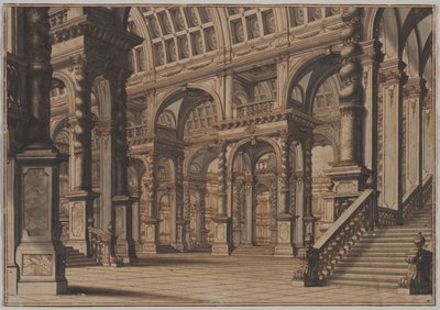 Merdivenli Anıtsal Tonozlu Salon by Giuseppe Galli Bibiena