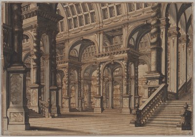 Merdivenli Anıtsal Tonozlu Salon, 18. yüzyılın ikinci çeyreği. by Giuseppe Galli Bibiena