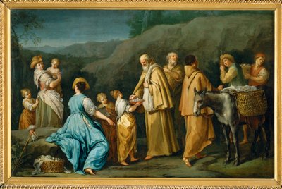 Religieux queteurs a qui une jeune fille donne des oefs - Küçük bir kızın yumurta sunduğu mistik rahipler ... by Giuseppe Gambarini