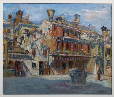 Tiyatro Meydanı, Venedik (tuval üzerine yağlı boya) by Giuseppe Graziosi