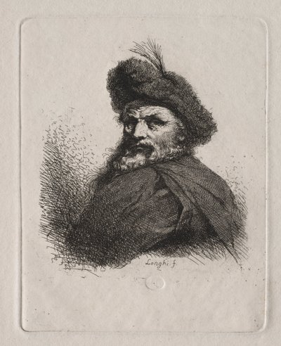 Kürk Şapkalı Bir Adamın Büstü. by Giuseppe Longhi