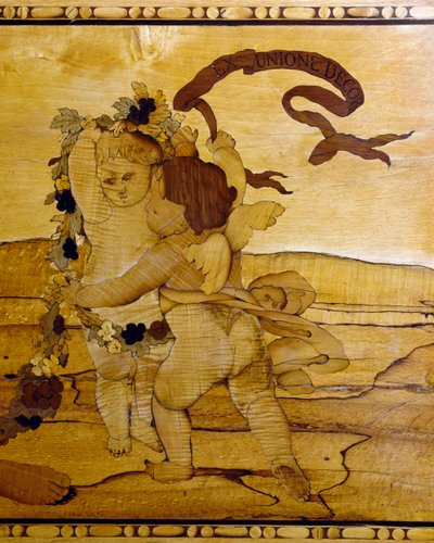 Cupids, kakma ve mermer tablalı şifonyer detayı by Giuseppe Maggiolini