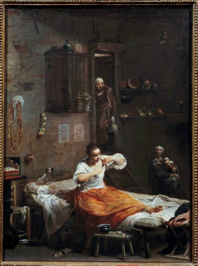 La woman à la puce Boyama Giuseppe Crespi (1665-1747) 18. yüzyıl Güneşi. 0,54 x 0,40 m by Giuseppe Maria Crespi