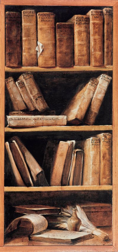 Müzik kitapları ile Natürmort kitaplığı. Giuseppe Maria Crespi dit lo Spagnolo