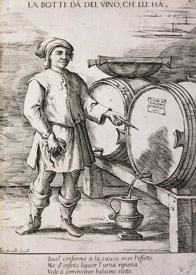 İçeren şarap veren fıçı, Atasözü by Giuseppe Maria Mitelli