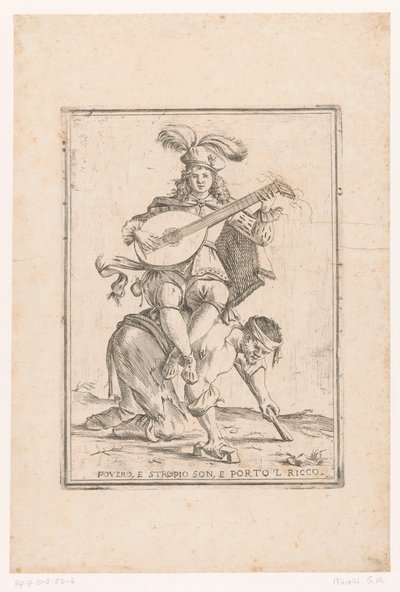 De arme draagt ​​de rijke Fakir ve çöpüm ve zengin adamı getirdim (nesne üzerine başlık) Bu dünya (dizi adı) by Giuseppe Maria Mitelli