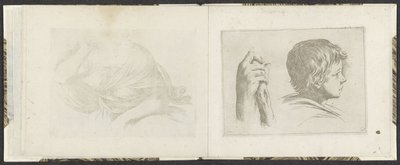 Tahta bir sopa ve bir çocuğun kafası ile el Çizim örnekleri (seri başlığı) Mitelli oyma (dizi adı) by Giuseppe Maria Mitelli