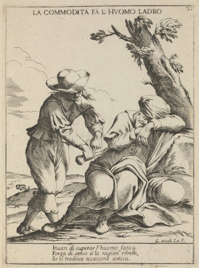Fırsat hırsız yapar. Mal hırsız yapar, 1678 by Giuseppe Maria Mitelli