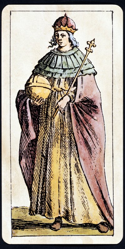 Papesse Jeanne, C.M.Mitelli tarafından bir Tarot el yazması oyununda tasvir edilmiştir. by Giuseppe Maria Mitelli