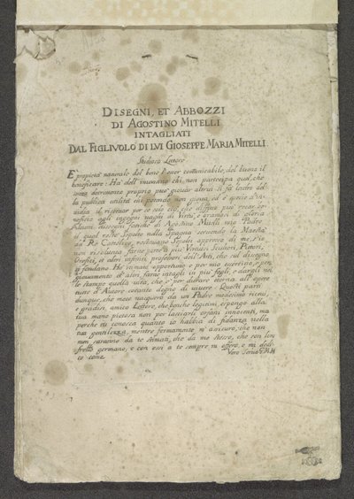 Sırayla önsöz ile başlık baskısı Süsler (seri başlığı) Agostino Mitelli