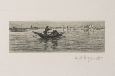 Kayıkçı (beyaz kağıt üzerine gravür) by Giuseppe Miti Zanetti