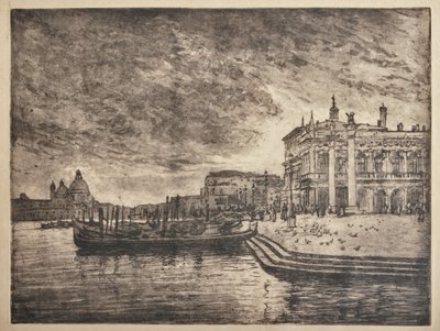 Kraliyet Sarayı ve Salute Bazilikası (beyaz kağıt üzerine gravür ve aquatint) by Giuseppe Miti Zanetti
