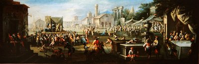 Bir Köy Panayırı (tuval üzerine yağlı boya) by Giuseppe Moriani