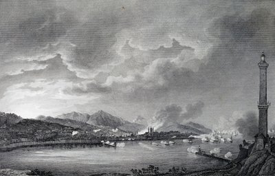 Cenova İngiliz filosu tarafından bombalanıyor, 25 Mayıs 1800, Giuseppe Pietro Bagetti (1764-1831), Paris tarafından yapılan çizimden çelik gravür by Giuseppe Pietro Bagetti