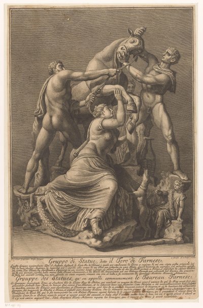Dirce wordt aan een stier gebonden Farnese Stier Farnese Bull / Grouppe des Statues olarak adlandırılan Heykeller Grubu, qu 