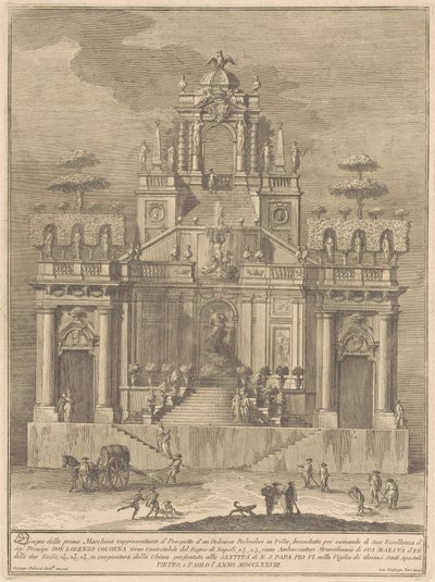 1778 Chinea için Prima Macchina: Herkül ve Antaeus ile Bir Kırsal Belevedere by Giuseppe Vasi, after Giuseppe Palazzi