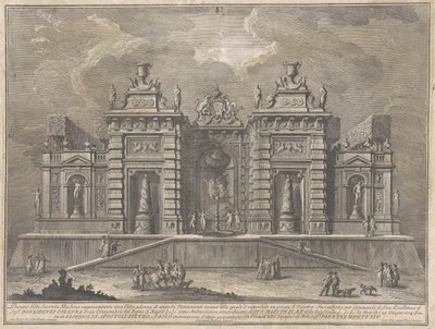 1774 Chinea için Seconda Macchina: Antik Anıtlar ve "Giostra" Oyunu ile Bir Villa by Giuseppe Vasi, after Giuseppe Palazzi, after Paolo Posi