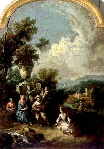 Bir Açık Hava Konseri (tuval üzerine yağlı boya) by Giuseppe Zais