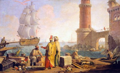 Livorno limanının görünümü by Giuseppe Zocchi