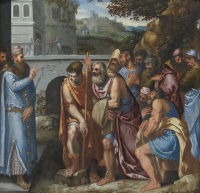 Joseph ve Brothers par Salviati, Giuseppe (1520-1575). Ahşap üzerine yağlı boya, ebat : 62x62 by Giuseppe della Porta Salviati