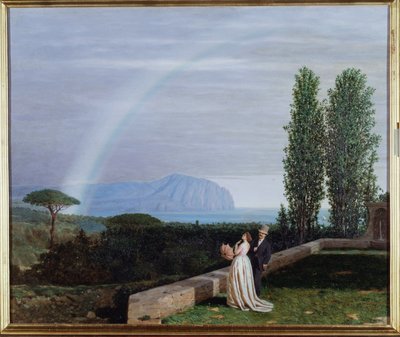 Cenova yakınlarında manzara, bir gökkuşağına bakan bir çift Tablo Giuseppe delle Piane (1832-1902) 1902 Soluk 73x88 cm Genes, Galleria by Arte Moderna, inv 0260 by Giuseppe delle Piane