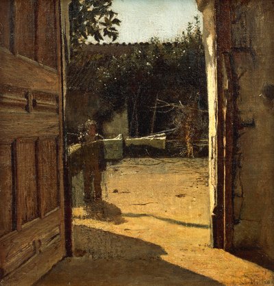 Güneşte avlu, kır evinin içi by Giuseppe or Joseph de Nittis