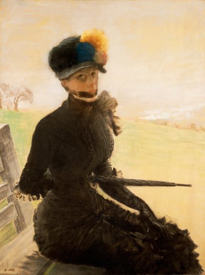 La femme aux ponpons (Ponponlu bir kadın), 1879 dolayları (tuval üzerine pastel) by Giuseppe or Joseph de Nittis