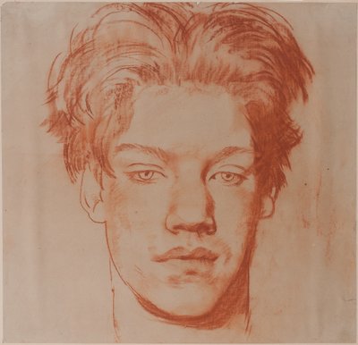 Genç Bir Adamın Başı (kırmızı tebeşir) by Glyn Warren Philpot