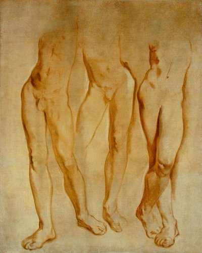 Çıplak Erkek Üzerine Üç Çalışma (tuval üzerine yağlı boya) by Glyn Warren Philpot
