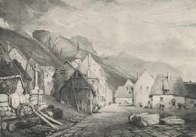 Les Bains köyüne giriş, 1831 by Godefroy Engelmann