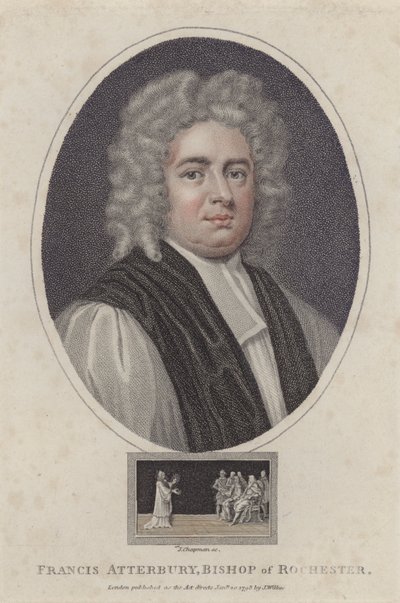Francis Atterbury, Rochester Piskoposu (renkli gravür) by Godfrey (after) Kneller