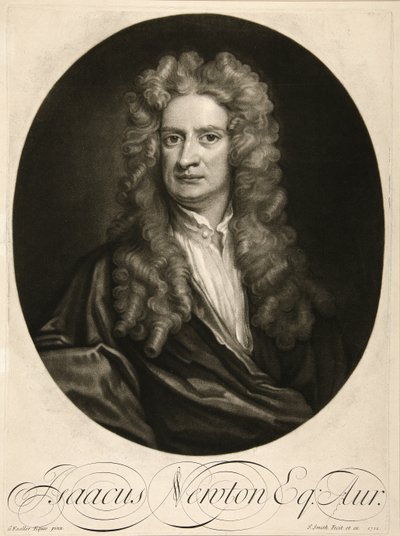 Isaacus Newton, Av., pub. 1712 (gravür) by Godfrey (after) Kneller