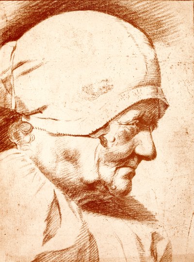 Yaşlı bir kadının başı by Godfried Schalcken