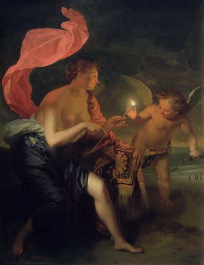 Venüs Aşk Tanrısına Yanan Ok Veriyor by Godfried Schalcken