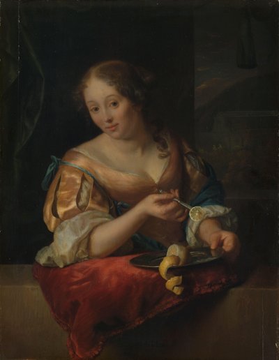 Limonlu genç kadın by Godfried Schalcken