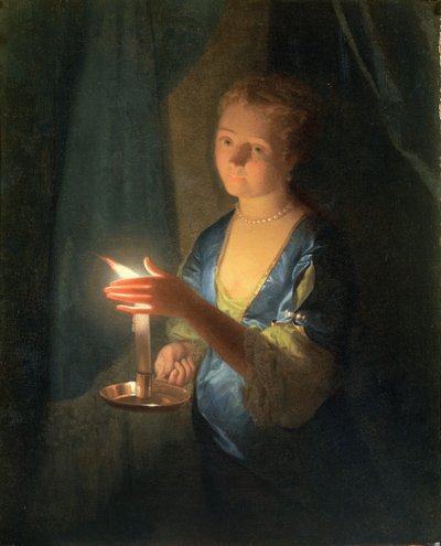Bir mum tutan bir bayan by Godfried Schalcken