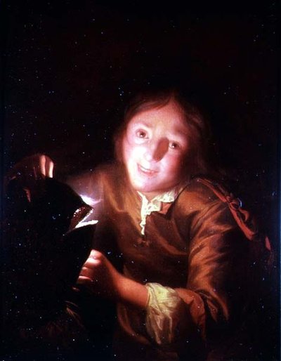 Cadılar Bayramı Maskesinin Arkasında Mum Tutan Genç Bir Çocuk by Godfried Schalcken