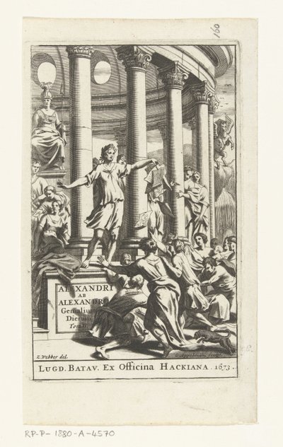 Başlık sayfası voor Alexander from Alexander, Genials of Days, deel 2, 1673 by Gonsales Appelmans (attributed to)