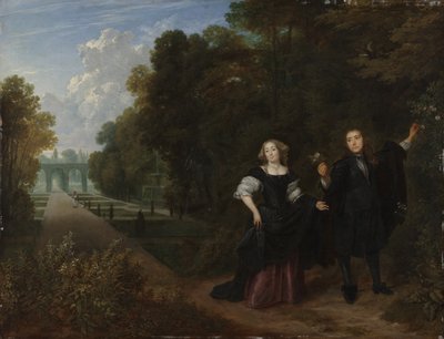 Promenade (bakır üzerine yağ) by Gonzales Coques