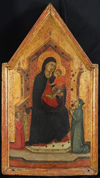 Madonna ve Çocuk İki Bağışçıyla Taht Edildi, 1315-30. by Goodhart Master