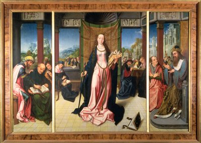 Aziz Catherine ve Filozoflar (panel) by Goossen van der Weyden