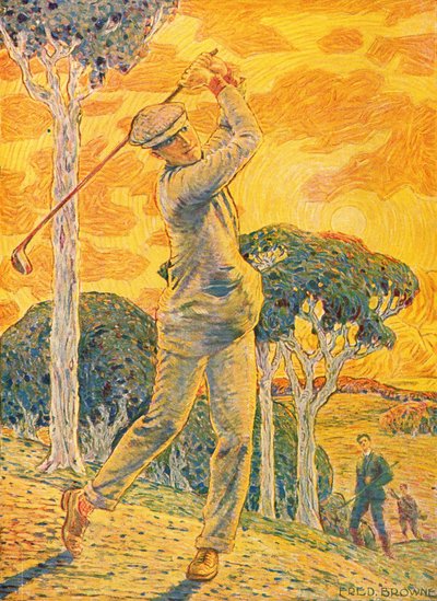 Golf, Vie au Grand Air için kapak resmi, 15 Eylül 1919 (renkli gravür) by Gordon Frederick Browne